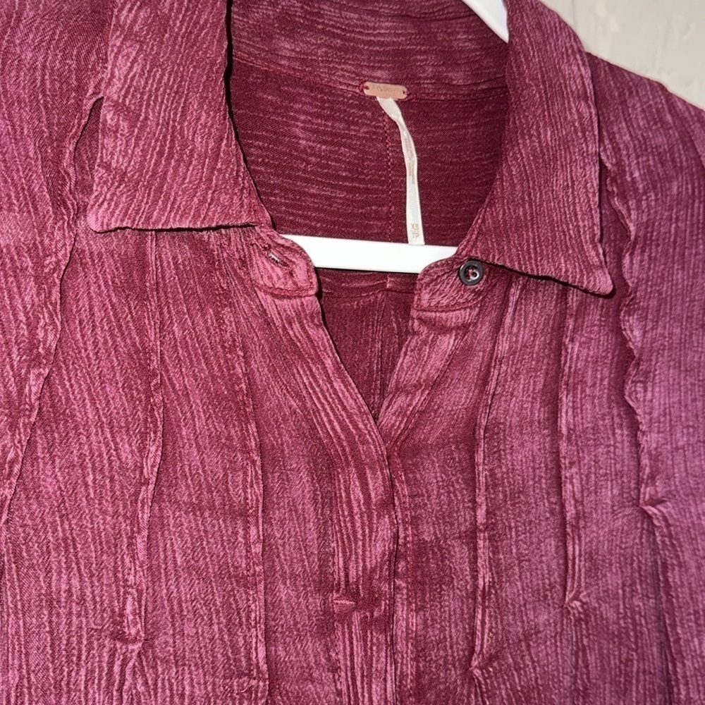 Free People tunic long sleeve pockets xs oversized pleated hidden button down - Picture 2 of 4